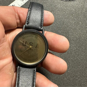 Vintage Minute Maid Olympics Watch Quartz Movement Black Gold Working